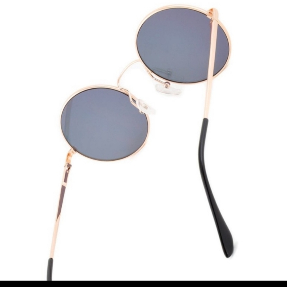 Round Rose Gold Pink Sunglasses - Picture 3 of 6